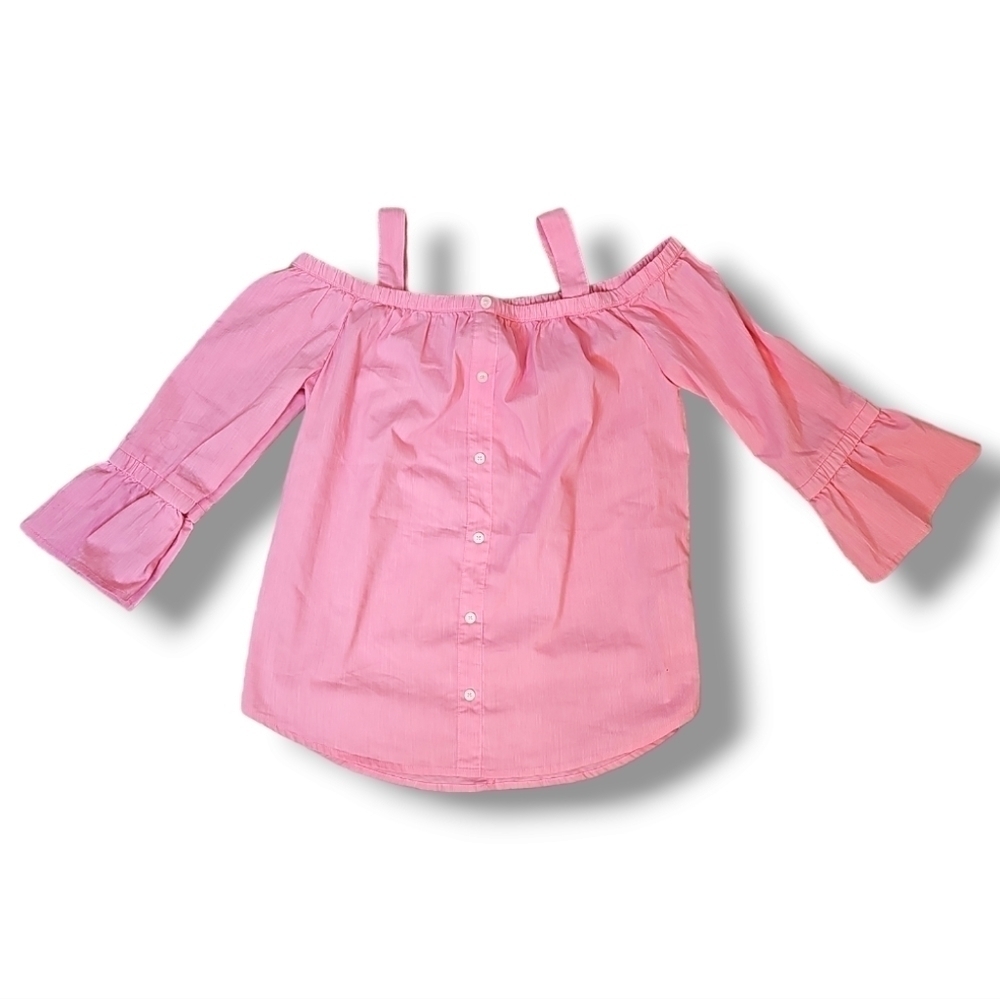 Abercrombie Kids Pink Cold Shoulder Long-Sleeve Shirt - Size 9/10